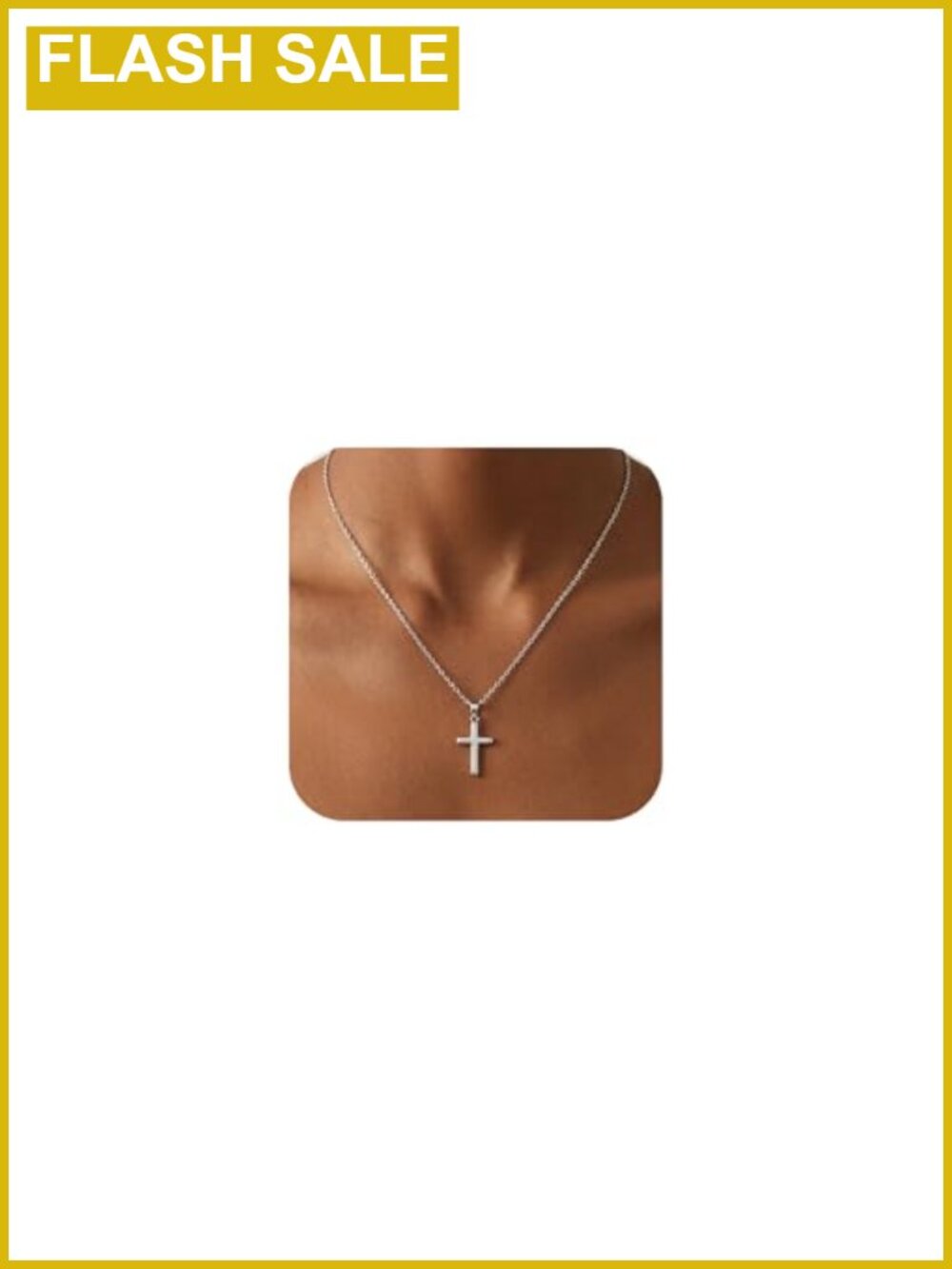 Sterling Silver Cross Necklace 18 Inch Minimalist 3D Pendant Lobster Clasp